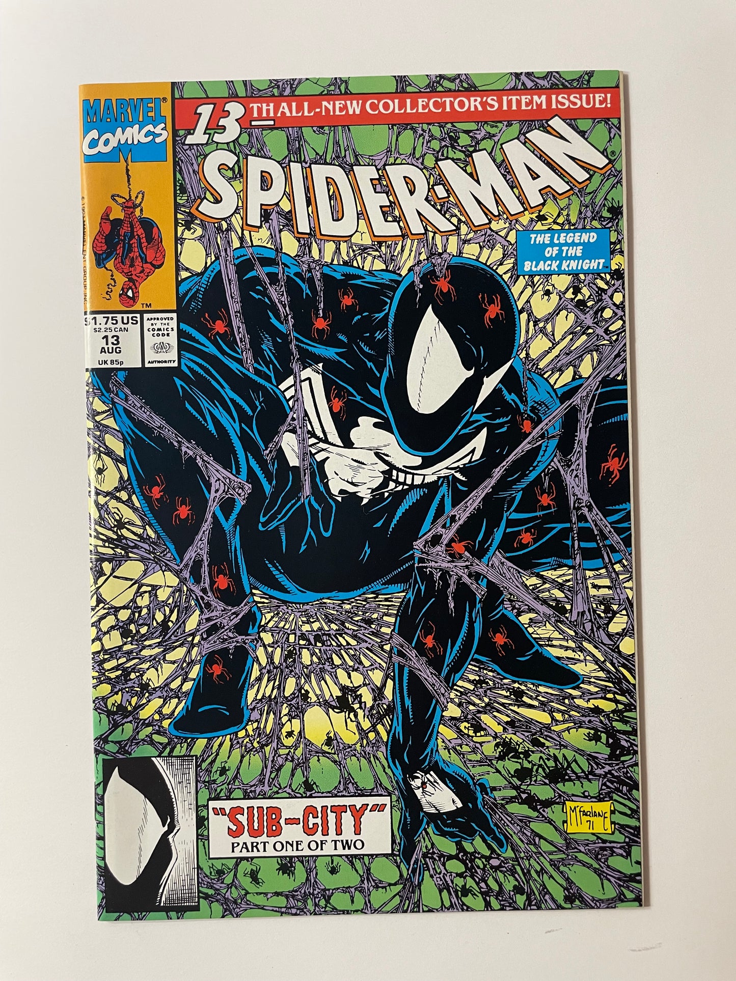 Spider-Man 1 (Silver), Spider-Man 1 (Green), Spider-Man 13 (Marvel 1990) Mcfarlane, 3 Comic Lot